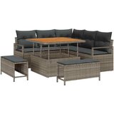  8-dijelni vrtni sofa set s jastučićima siva poli ratan akacija 2-sjedala vrtni sofa s pohranom i jastučićima siva poli ratan V | shoptok.hr