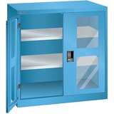 LISTA Omara s krilnimi vrati, 2 polici, širina 1000 mm, z okenci, svetlo modra | Shoptok.si