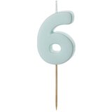 PARTY DECO svečka za rojstni dan številka 6, svetlo modra, velikost 5,5 cm | Shoptok.si