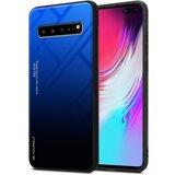Cadorabo Ohišje, združljiv s Samsungom v modri barvi - črni - dvobarvni zaščitni pokrov iz silikona TPU in hrbta iz kaljenega stekla, (20573231) | Shoptok.si