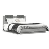 Furnova Posteljni okvir z vzglavjem siva sonoma 135x190 cm inž. les, (21936336) | Shoptok.si