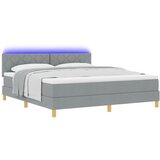 vidaXL Postelja s podstavljanjem z vzmetnico in LED svetlom svetlo siva 180x200 cm Tkanina | Shoptok.si