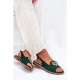 S. BARSKI Women's sandals with gold decoration eco suede S.Barski KV27-059 brown | ePonuda.com
