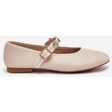 Boto Women's Ballet Flats With Strap And Golden Studs Beige Firicene | Shoptok.si