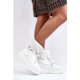 Boto Women's Snow Boots With Decorative Lacing White Siracna | Shoptok.si
