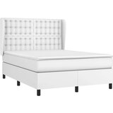  Box spring postelja z vzmetnico bel 140x200 cm umetno usnje, (20900291) | Shoptok.si