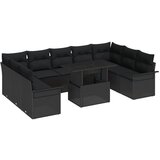 vidaXL 10-delna vrtna kavčna garnitura z blazinami črn poly ratan, (22091784) | Shoptok.si