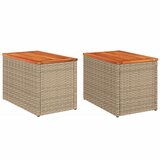  Vrtni bočni stolići 2 kom bež 55 x 34 x 37 cm poliratan i drvo | Eponuda.com