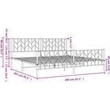 Metalni okvir kreveta uzglavlje i podnožje bijeli 200 x 200 cm | shoptok.hr
