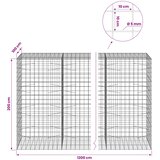  Gabion s žicom debljine 5 mm i mrežom 10x10 cm 1200x100x200 cm | shoptok.hr