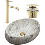 REA Bath SET LINDA STONE + PIPA VISOKA LUNGO L.GOLD + ČEP L.GOLD | shoptok.hr