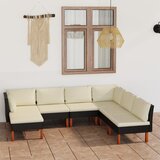 Maison Chic Seti vrtnega pohištva - Vrtna garnitura - Vrtni pohištvo set 7-delna z blazinami poli ratan črna, (21801262) | Shoptok.si