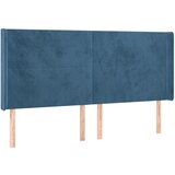 The Living Store vzglavje z ušesi temno modro 203x16x118/128 cm žamet - vzglavje, (21418839) | Shoptok.si
