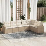 Maison Chic Seti vrtnega pohištva - Vrtna garnitura - Vrtni pohištvo set 7-delna z blazinami bež poli ratan, (21802106) | Shoptok.si