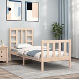 Maison Chic Posteljni okvir - Enojna postelja - Postelja za odrasle 75x190 cm z vzglavjem trden les-J16423, (21775764) | Shoptok.si