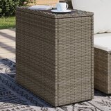 vidaXL Vrtna miza z leseno mizno ploščo siva 58x27,5x55 cm poli ratan | Shoptok.si