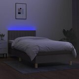  Krevet box spring s madracem LED smeđesivi 90x200 cm tkanina | shoptok.hr