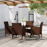 vidaXL 5-dijelni vrtni bistro set poliratan i kaljeno staklo smeđi Cijene