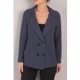 armonika Women's Dark Blue Striped Pattern Four Button Cachet Jacket Cene