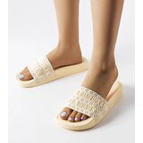 Gemre Ernest's beige slides embellished with ruching | shoptok.hr