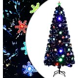 vidaXL Novoletna jelka z LED snežinkami črna 180 cm optična vlakna | Shoptok.si