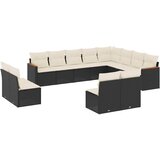  12-dijelni set vrtnih sofa od poliratana s jastucima crni | shoptok.hr