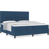  postelja s škatlastim vzmetenjem z vzmetnico modra 200x200 cm tkanina, (22082832) | Shoptok.si