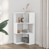  Kutni regal za knjige s 3 razine bijeli 50 x 50 x 102 cm drveni | Eponuda.com