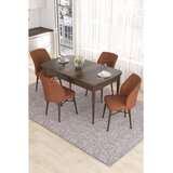 Hanah home trpezarijski set Eva, sto na razvlačenje i 4 stolice, ploča u dekoru drveta Baroque, terakota tkanina Babyface | Eponuda.com