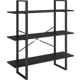 Furnova Knjižna omara 3-nadstropna črna 100x30x105 cm trdna borovina, (21950718) | Shoptok.si