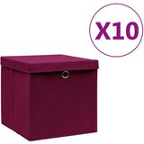  Kutije za pohranu s poklopcima 10 kom 28x28x28 cm tamnocrvene | shoptok.hr