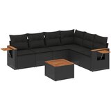  7-dijelni set vrtnih sofa od poliratana s jastucima crni Slike