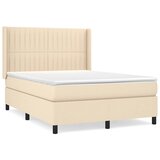  Krevet s oprugama i madracem krem 140 x 190 cm od tkanine | shoptok.hr