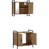  Set ormarića za kupaonicu 2 kom. Hrast artisan - Hrast artisan Ormar s umivaonikom (2 vrata) + viseći ormar | shoptok.hr