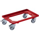 eurokraft basic Profesionalen pomičen okvir, 600 x 400 mm, 4 vrtljiva kolesa, od tega 2 z zavoro, rdeč | Shoptok.si