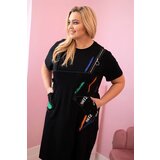 Kesi Włoski Women's cotton Plus Size dress with print black Cijene
