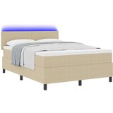 Box Spring Krevet s Madracem &amp LED Svjetlom Zelena Siva 140x200 cm Tkanina od kordure | shoptok.hr