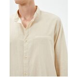 Koton Linen Blend Shirt Magnificent Collar Pocket Detailed Buttoned Long Sleeve | ePonuda.com