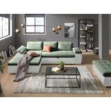 XORA SEDEŽNA GARNITURA, gladka tkanina bela, olivno zelena | Shoptok.si