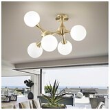 Ideal Lux plafonski luster nodi 5xE14/28W/230V 50x55 cm mesing/bela Cene