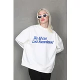 Madmext Ecru Printed Sweatshirt