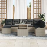  Set vrtnih sofa od 9 komada s jastucima Svjetlosiva Poly Ratan | shoptok.hr
