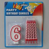  Svećice (10kom) sa BROJEM 6 visinabr.8cm/sveć.9cm | ePonuda.com