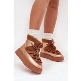 Boto Low Women’s Snow Boots Lined With Fur And Thick Laces Camel Xarina Cene