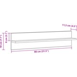 vidaXL Stenske police s polico 2 pcs Črni hrast 80 x 11.5 x 18 cm | Shoptok.si
