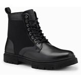Ombre Men&#039;s eco leather shoes with insulated high upper - black cene