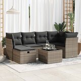 Maison Chic Seti vrtnega pohištva - Vrtna garnitura - Vrtni pohištvo set 7-delna z blazinami siv poli ratan, (21801179) | Shoptok.si