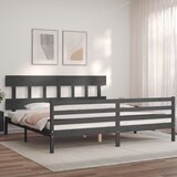  Okvir za krevet s uzglavljem sivi 200 x 200 cm od masivnog drva | shoptok.hr