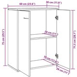 vidaXL Komoda starinski les 60x30x75 cm inženirski les | Shoptok.si