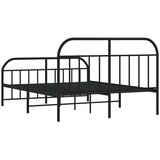 vidaXL Kovinski posteljni okvir z vzglavjem in vznožjem črn 183x213 cm | Shoptok.si